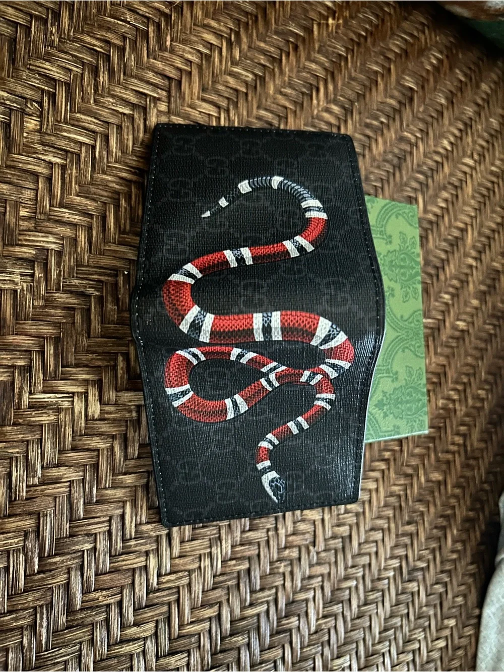 Gucci Black GG Supreme with Red & White Snake